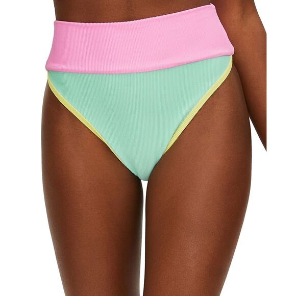 Beach Riot Emmy Pastel Macaron Colorblock High Waisted Bikini Bikini Bottoms L - Picture 2 of 10
